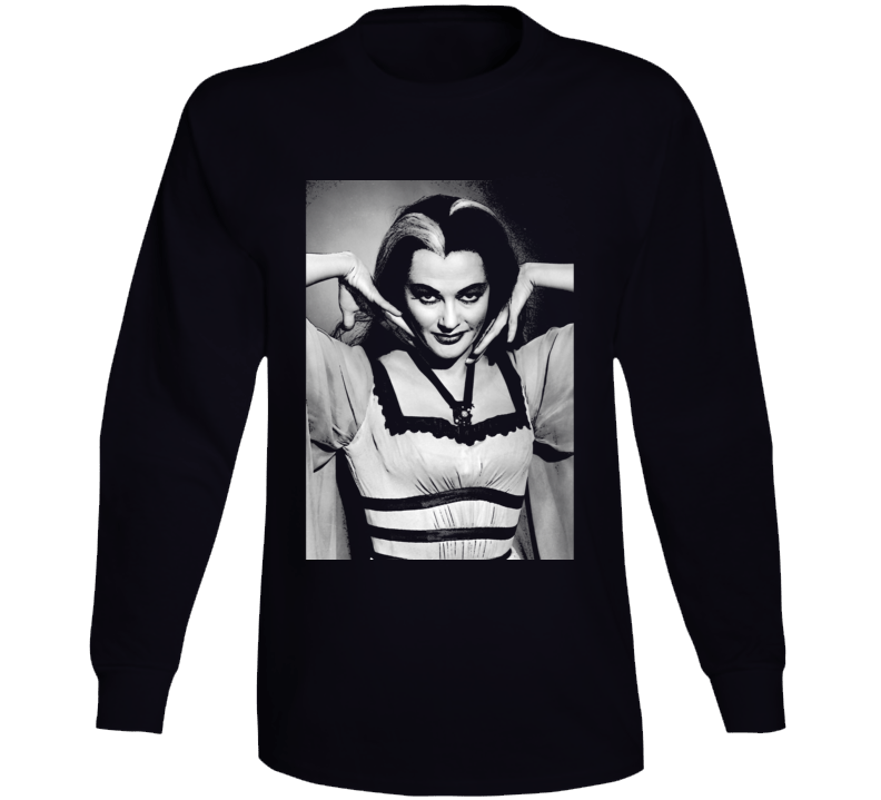 Lily Munster Art Photo Munsters Cult Tv Show Black Long Sleeve T Shirt Lily Munster Art Photo Munsters Cult Tv Show Black Long Sleeve T Shirt