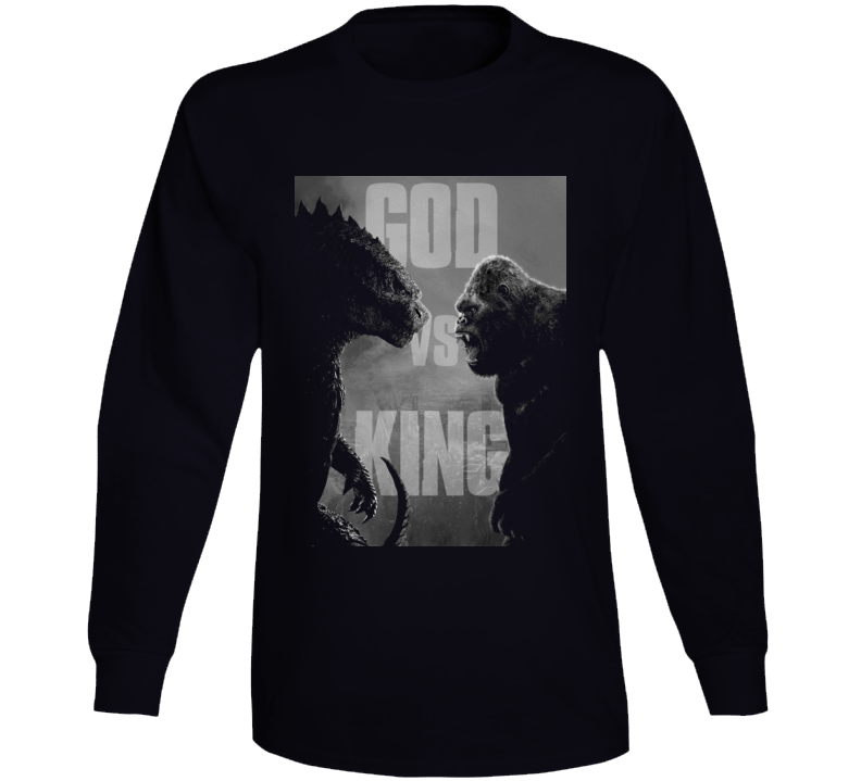 Godzilla Vs Kong Movie King Monsters Kaiju Black Long Sleeve T Shirt Godzilla Vs Kong Movie King Monsters Kaiju Black Long Sleeve T Shirt