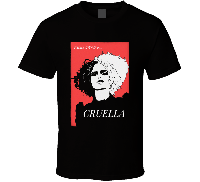 Cruella Deville Movie Poster Emma Stone Art Black T Shirt Cruella Deville Movie Poster Emma Stone Art Black T Shirt