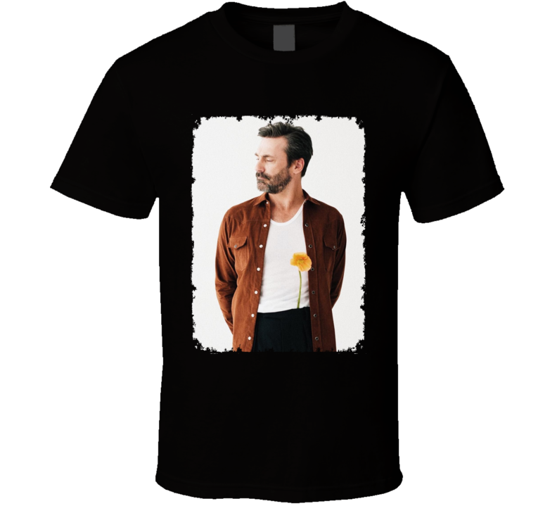 Jon Hamm With Flower Photo Actor Distressed T Shirt Jon Hamm With Flower Photo Actor Distressed T Shirt