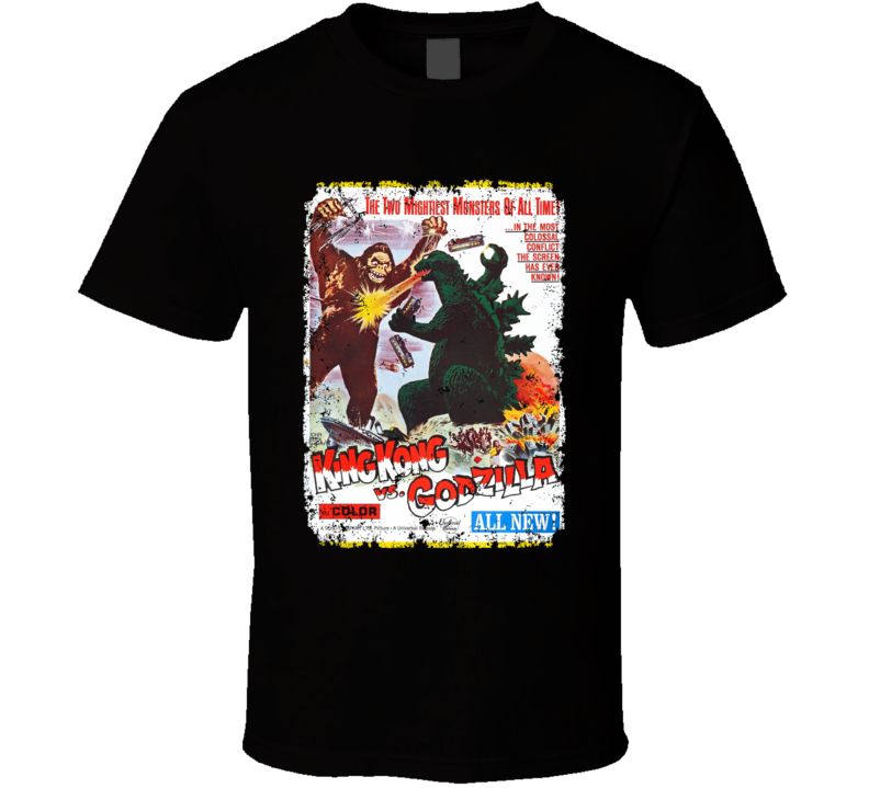 King Kong Vs Godzilla Cult Movie Classic Vintage Aged T Shirt King Kong Vs Godzilla Cult Movie Classic Vintage Aged T Shirt