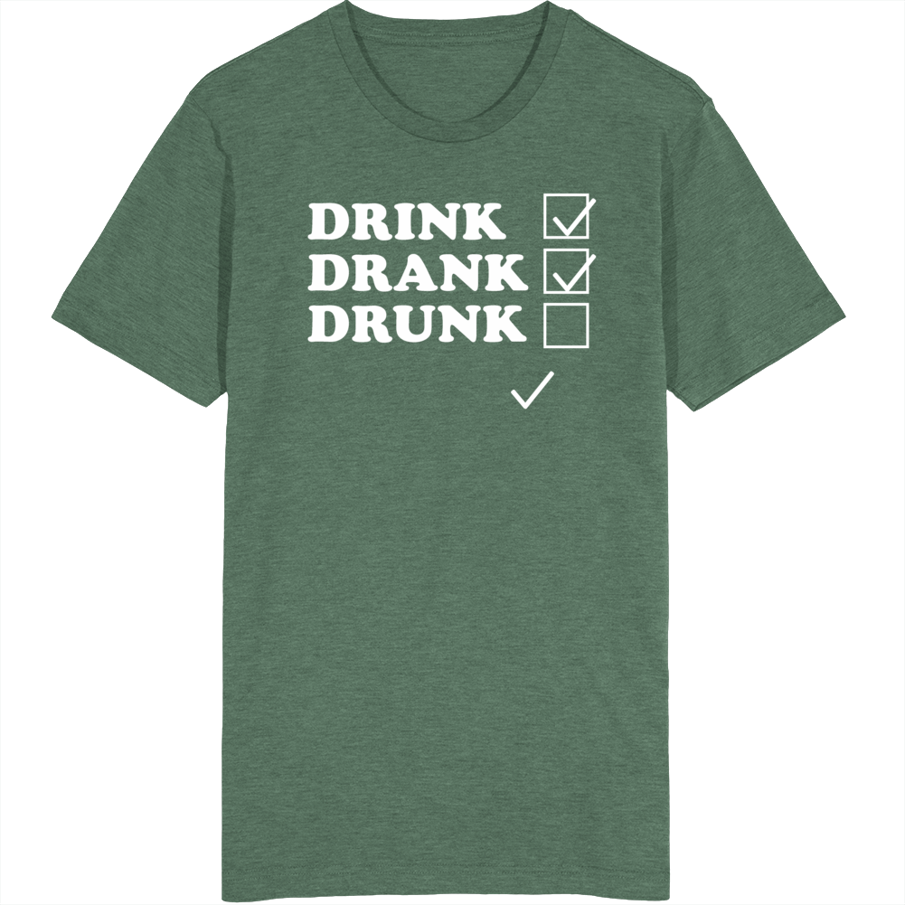 Drink Drank Drunk Funny Checklist Boozy St Patricks Day Party Vintage 