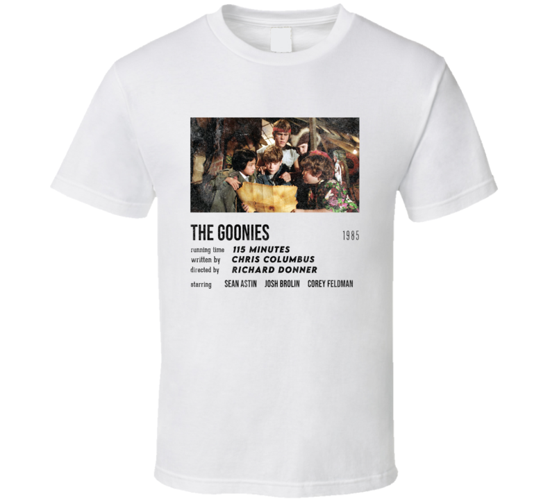 The Goonies Movie Stat Card Grunge Vintage Cult Classic 80&#039;s Film