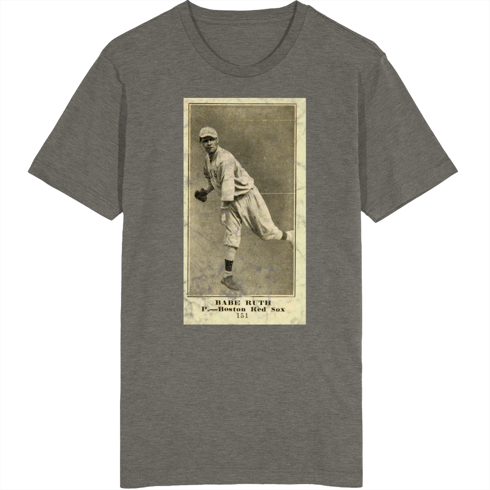 Babe Ruth 1916 Retro Sports Baseball Collectors Card Fan Worn Look T Shirt