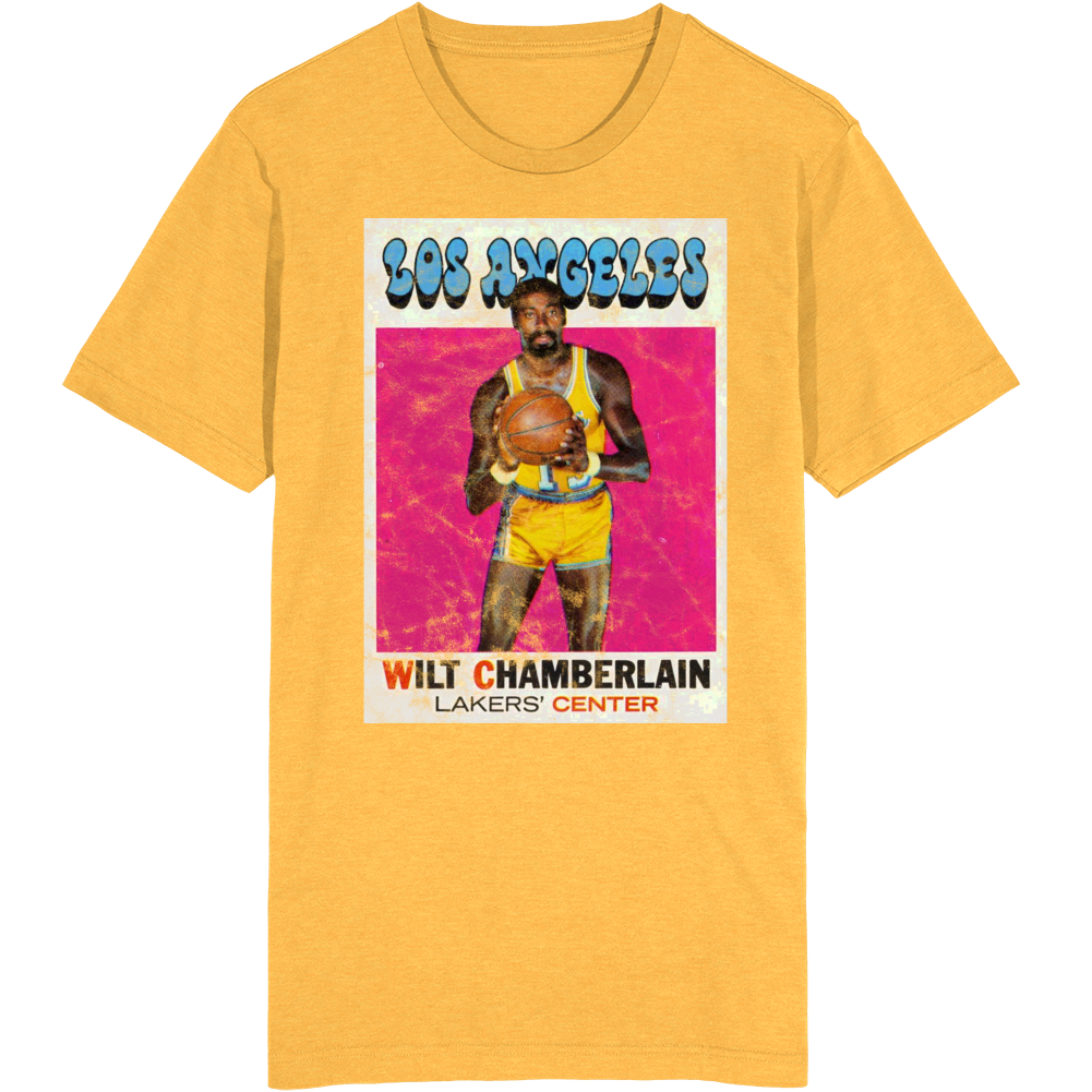 Wilt Chamberlain 1971 Retro Sports Basketball Collectors Card Fan Worn Look T Shirt