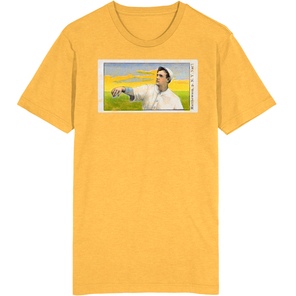 Christy Mathewson 1909 Retro Sports Baseball Collectors Card Fan Worn Look T Shirt