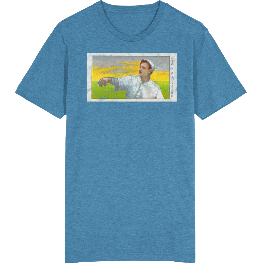 Christy Mathewson 1915 Retro Sports Baseball Collectors Card Fan Worn Look T Shirt