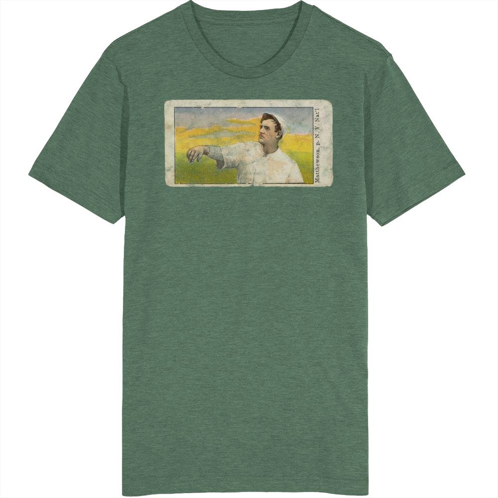 Christy Mathewson 1910 Retro Sports Baseball Collectors Card Fan Worn Look T Shirt