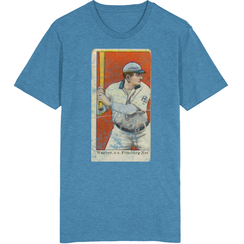 Honus Wagner Batting 1909 Retro Sports Baseball Collectors Card Fan Worn Look T Shirt