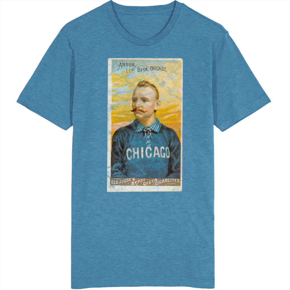 Cap Anson 1888 Retro Sports Baseball Collectors Card Fan Worn Look T Shirt