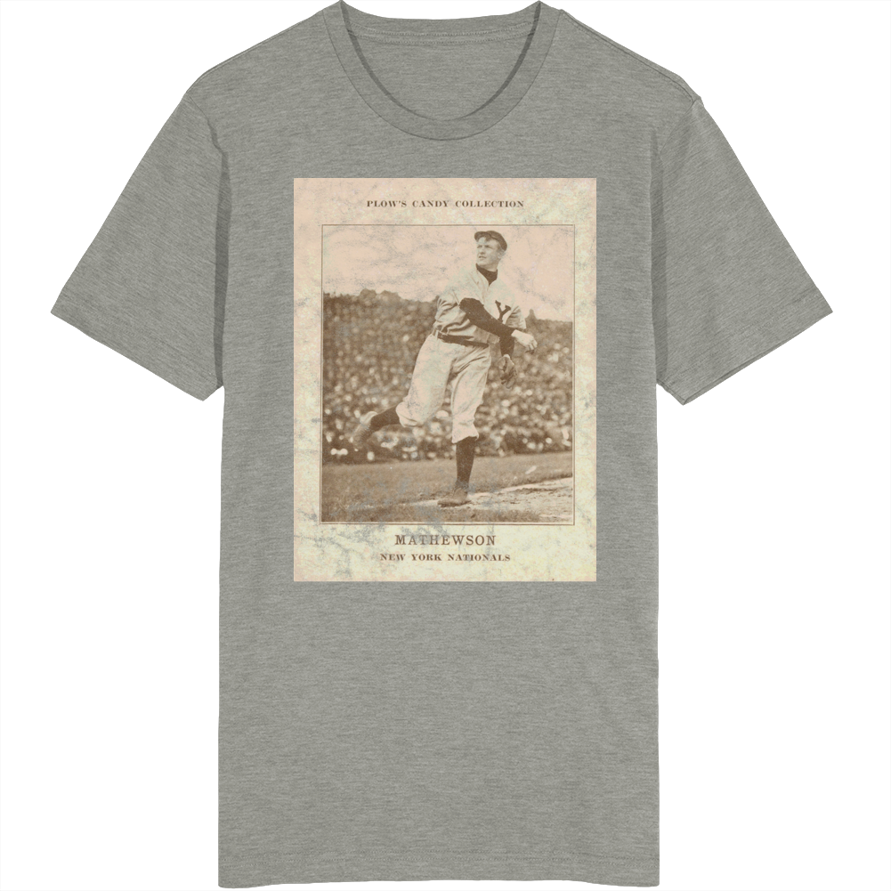 Christy Mathewson 1912 Retro Sports Baseball Collectors Card Fan Worn Look T Shirt