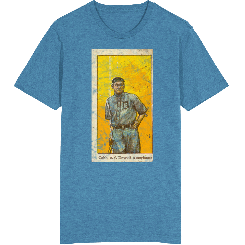 Ty Cobb 1915 Retro Sports Baseball Collectors Card Fan Worn Look T Shi