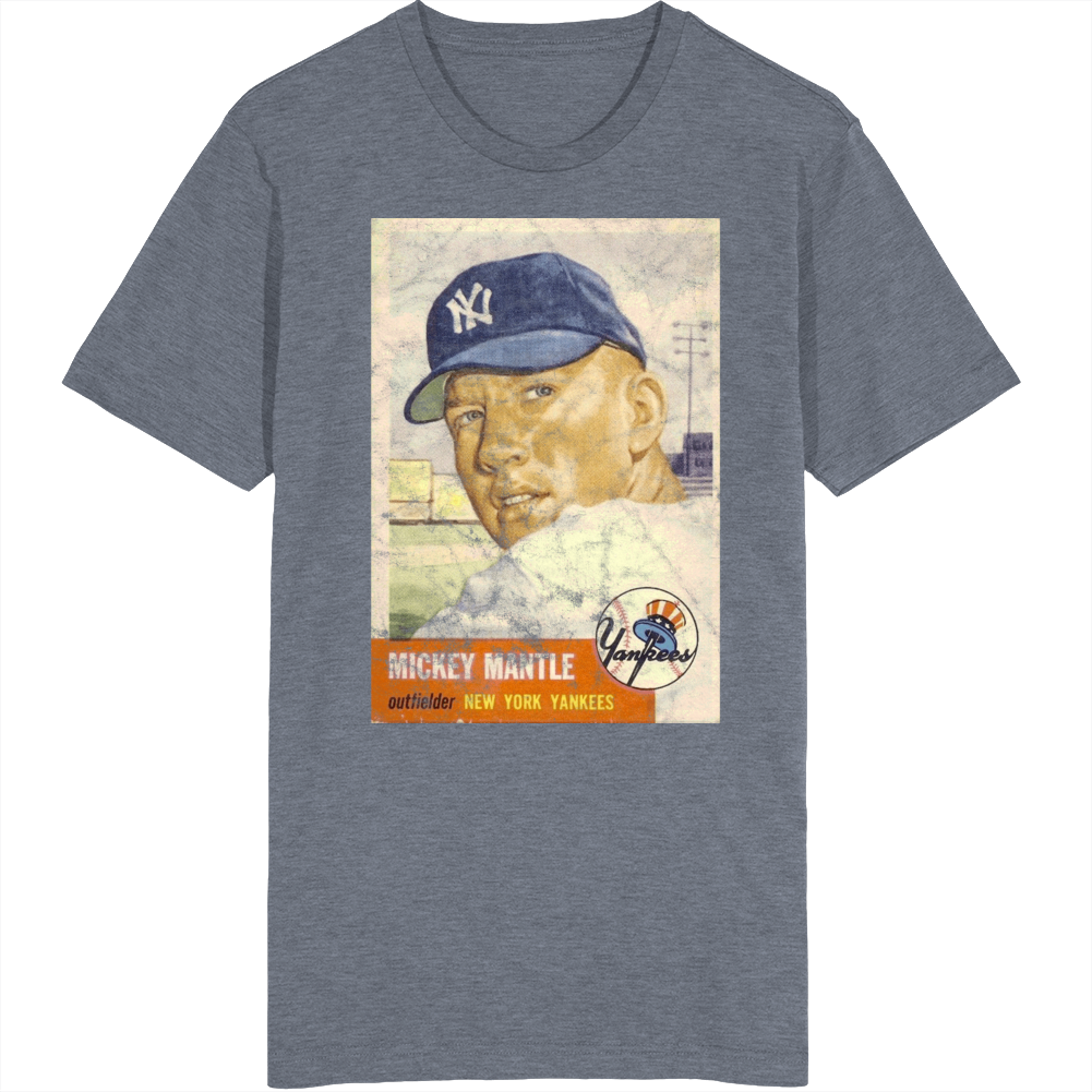 Mickey Mantle 1953 Retro Sports Baseball Collectors Card Fan Worn Look