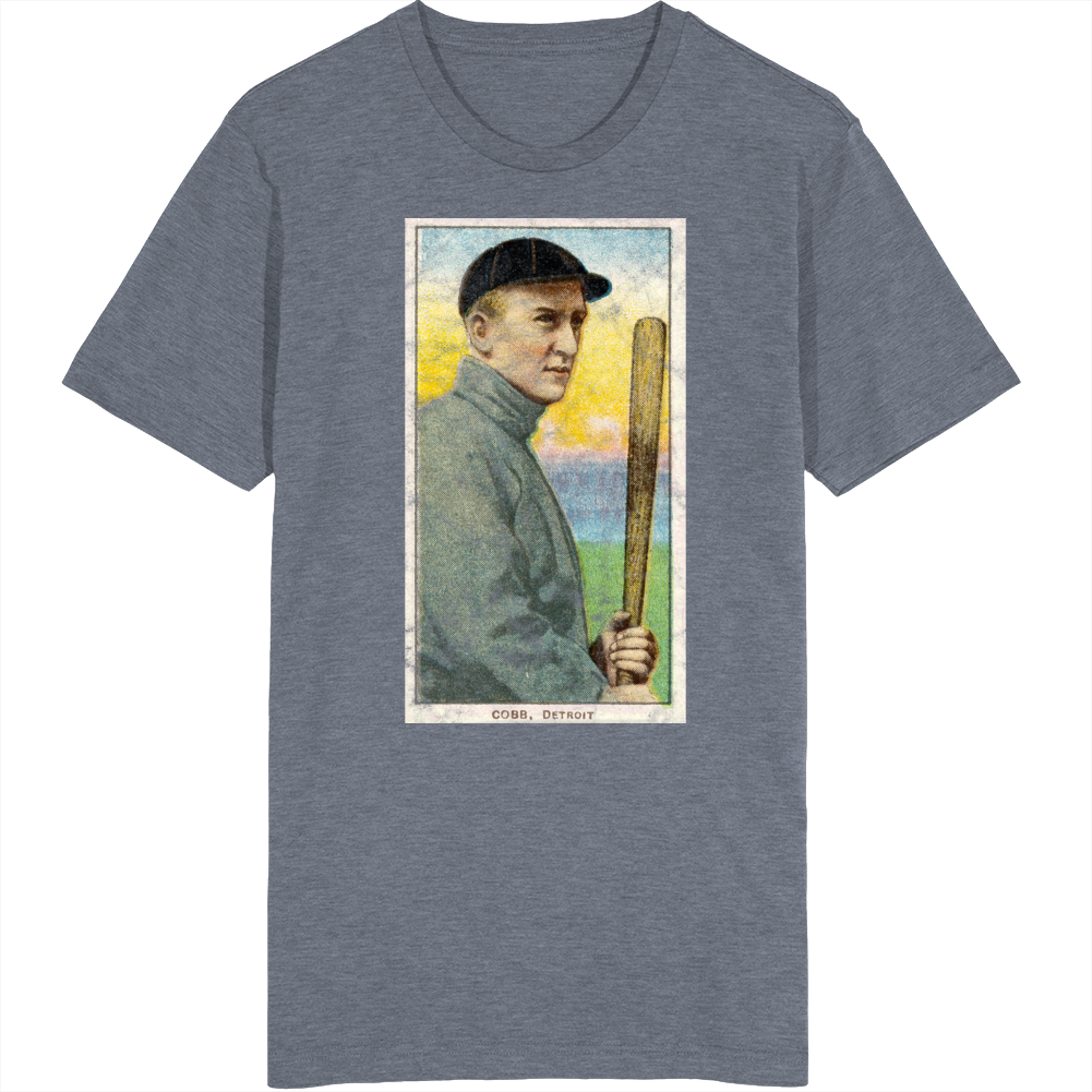 Ty Cobb 1909 Bat Off Shoulder Retro Sports Baseball Collectors Card Fan Worn Look T Shirt