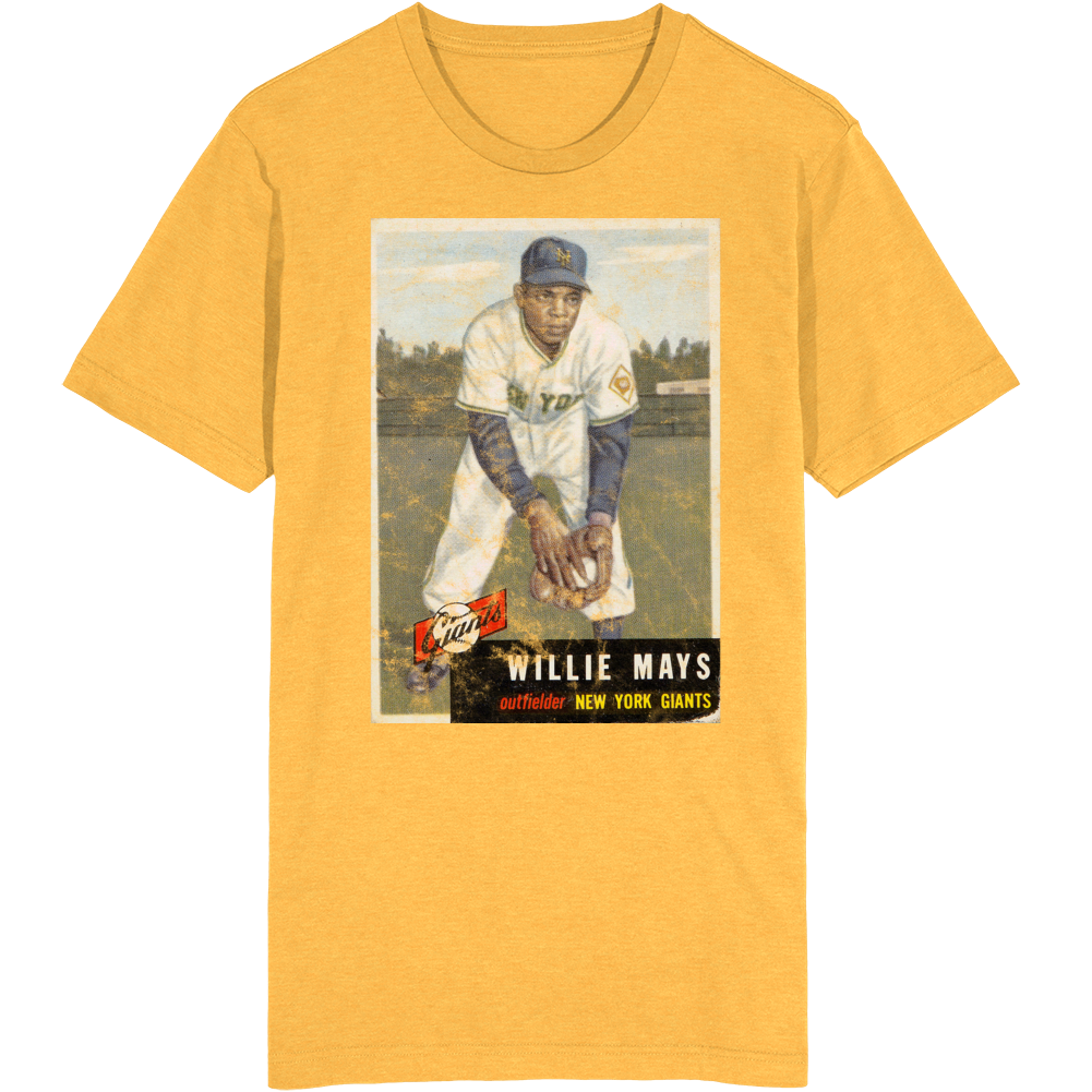 Willie Mays 1953 Retro Sports Baseball Collectors Card Fan Worn Look T