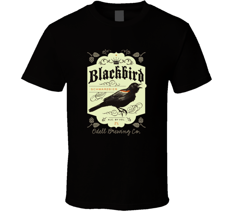 Blackbird Schwarzbier Alcohol Odell Brewing Co Brand Logo T Shirt