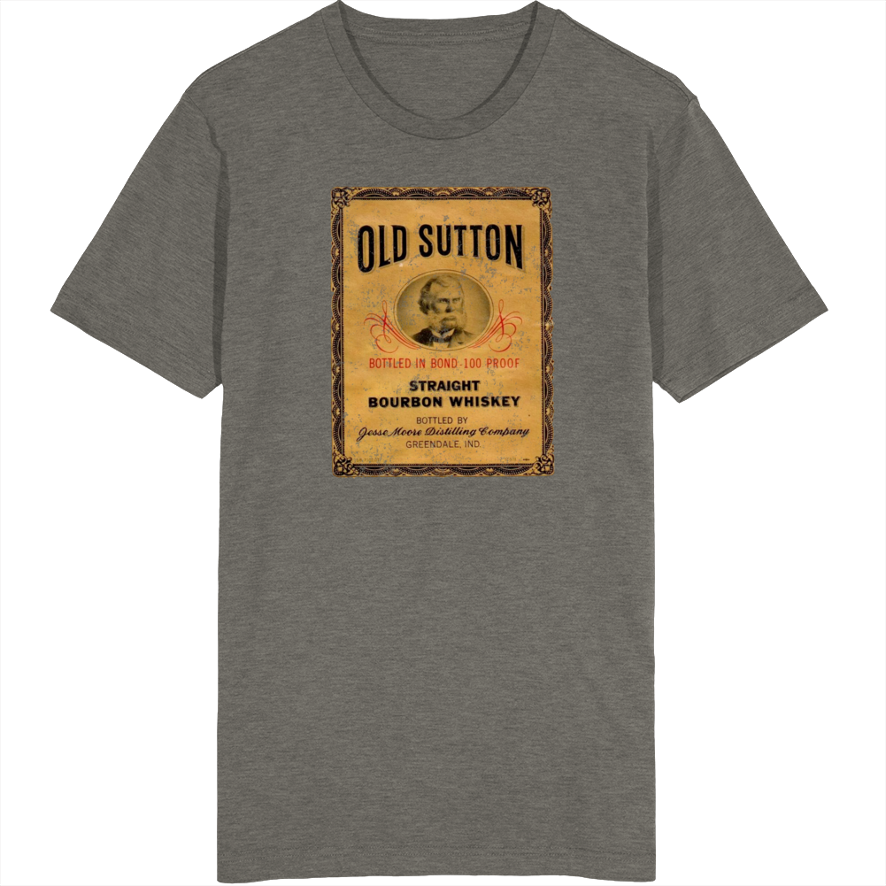Old Sutton Straight Bourbon Whiskey Distressed Logo Vintage T Shirt