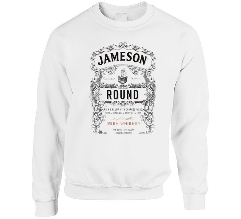 Jameson Round Whiskey Brand Label Crewneck Sweatshirt Crewneck Sweatsh