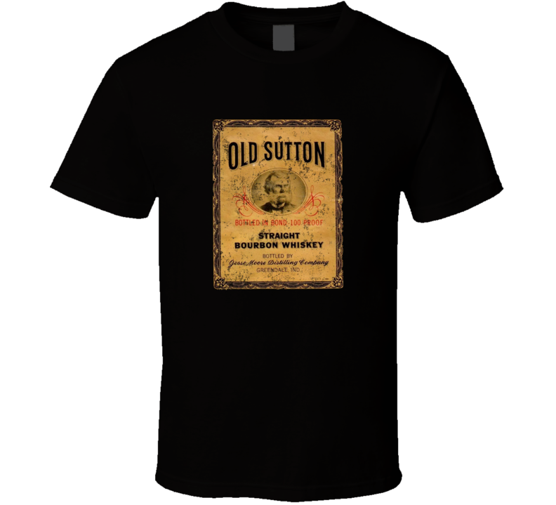 Old Sutton Straight Bourbon Whiskey Distressed Logo T Shirt