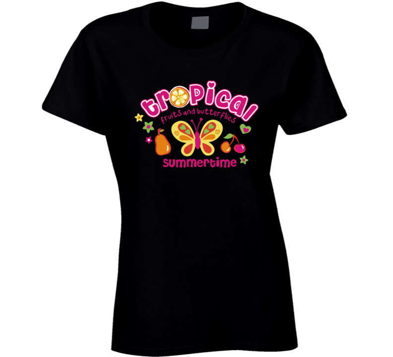 Tropical Fruits & Butterfly Summertime T Shirt