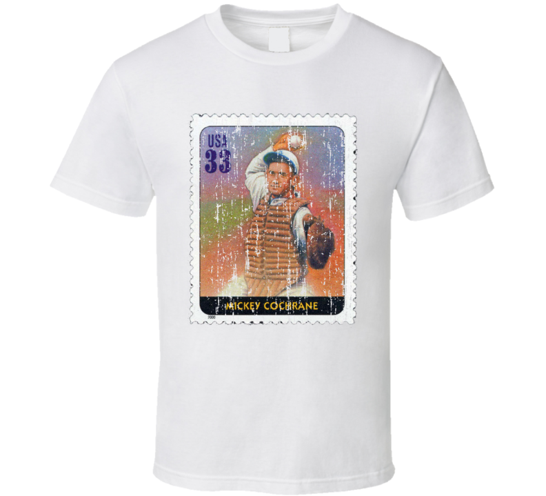 Legends Of Baseball Mickey Cochrane Stamp Collector Gift Worn Look T Shirt Legends Of Baseball Mickey Cochrane Stamp Collector Gift Worn Look T Shirt