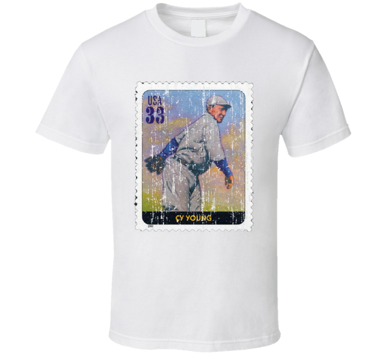 Legends Of Baseball CY Young Stamp Collector Gift Worn Look T Shirt Legends Of Baseball CY Young Stamp Collector Gift Worn Look T Shirt