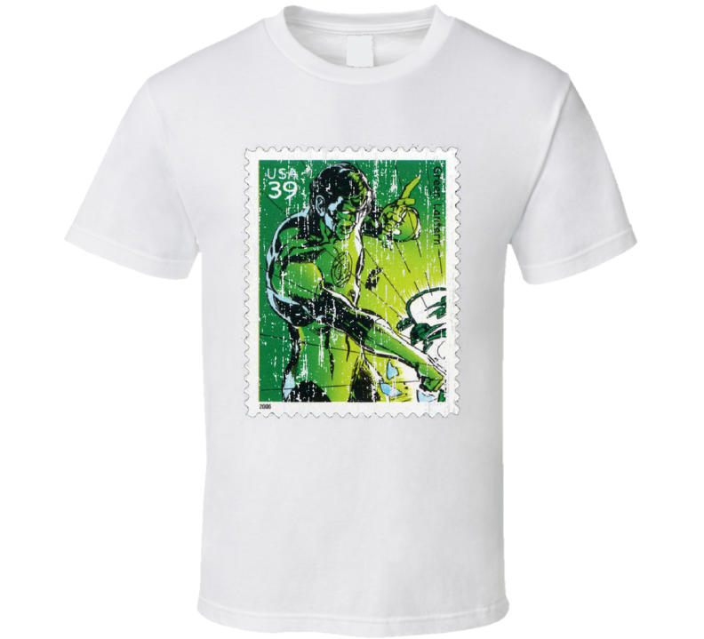 DC Comic Green Lantern Stamp Collector Gift Worn Look T Shirt DC Comic Green Lantern Stamp Collector Gift Worn Look T Shirt