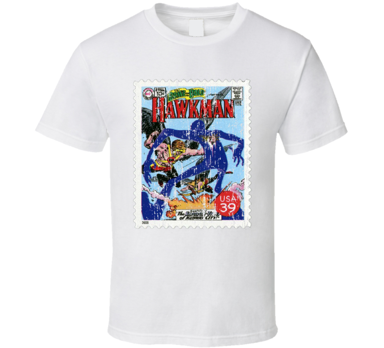 DC Comic Hawkman Stamp Collectors Gift Worn Look T Shirt DC Comic Hawkman Stamp Collectors Gift Worn Look T Shirt