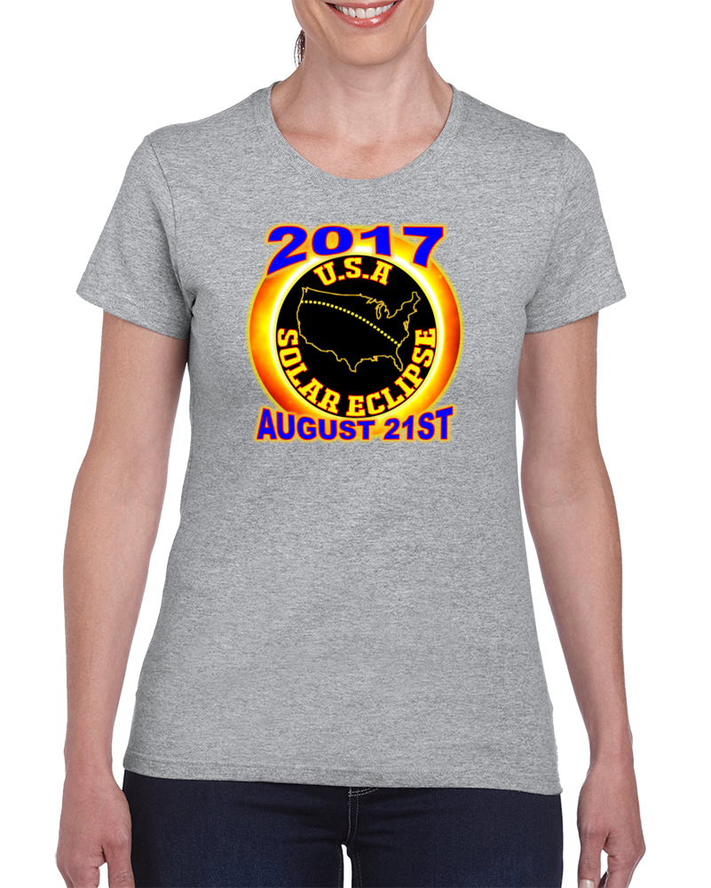 2017 Usa Total Solar Eclipse Star Gazer Tagless Tee T-shirt Ladies 2017 Usa Total Solar Eclipse Star Gazer Tagless Tee T-shirt Ladies