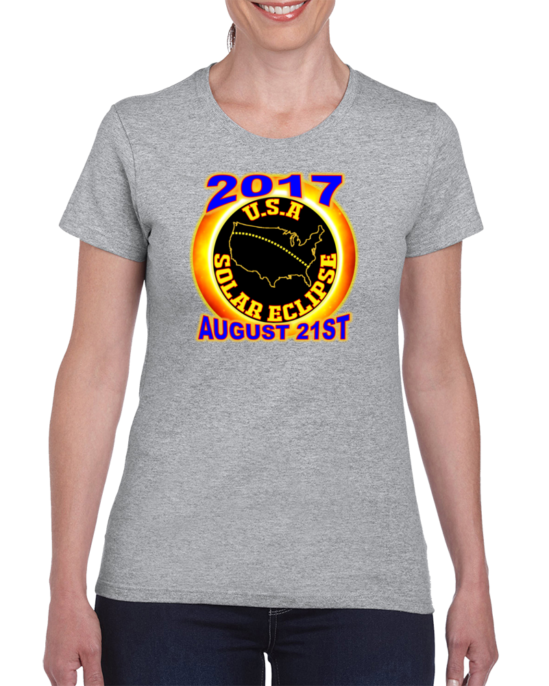 2017 Usa Total Solar Eclipse Star Gazer Tagless Tee T-shirt Ladies