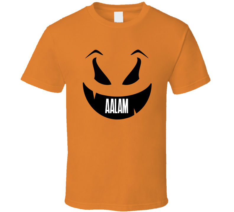 Aalam Funny Scary Pumpkin Custom Halloween Name T Shirt