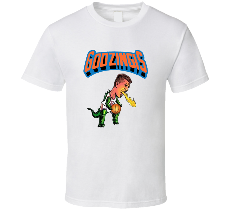 Kristaps Porzingis Godzingis New York Knicks Basketball Sports White T Shirt Kristaps Porzingis Godzingis New York Knicks Basketball Sports White T Shirt