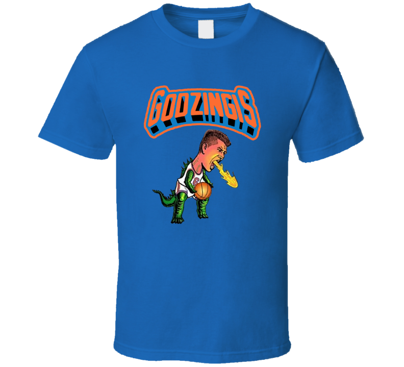 Kristaps Porzingis Godzingis New York Knicks Basketball Sports Blue T Shirt Kristaps Porzingis Godzingis New York Knicks Basketball Sports Blue T Shirt