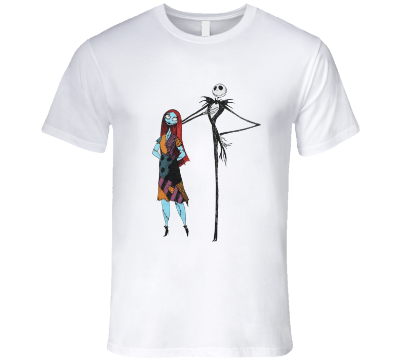 Nightmare Before Christmas Jack Skellington Sally Tim Burton Retro Animated Movie T Shirt 