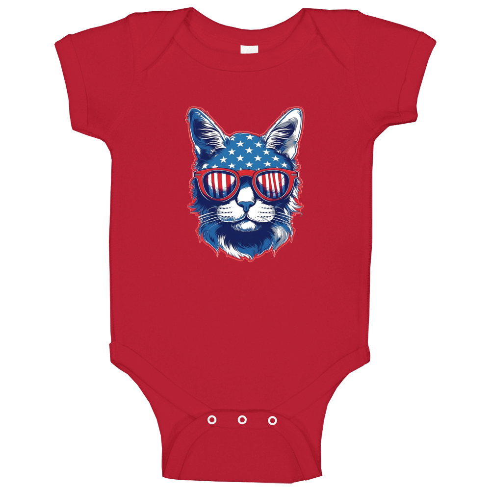 American Patriotic Cat Baby One Piece American Patriotic Cat Baby One Piece
