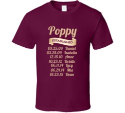 Poppy established with Grand kid names t shirt 22533617
