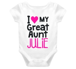 I Love my Great Aunt Custom Name Baby One Piece 22632402