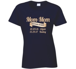 Mom-mom Established With Grand Kid Names And Dates T Shirt 33175545