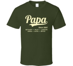 Papa Since Any Year With Grand Kid Names T Shirt 33731036