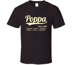 Poppa Since Custom Year Personalized With Grand Kid Names T Shirt 34465940