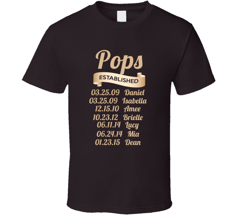 Pops Establsihed with Grand Kid Names T Shirt Pops Establsihed with Grand Kid Names T Shirt