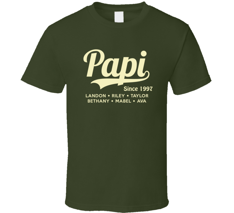 Papi Since Custom Year With Grand Kid Names T Shirt Papi Since Custom Year With Grand Kid Names T Shirt