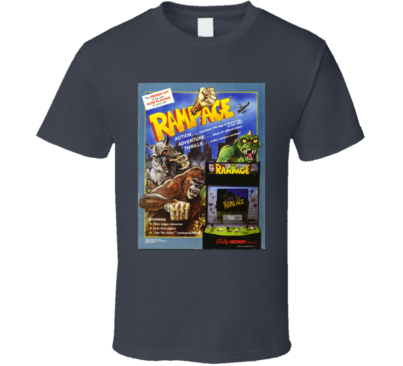 Rampage Arcade Poster Classic Favourite Retro Video Game Fan Gift T Sh