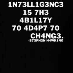 1n73ll1g3nc3 15 7h3 4b1l17y 70 Ch4ng3 T Shirt 39106456
