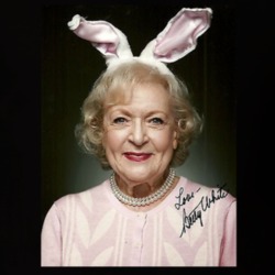 Betty White Bunny Ears Autographed T Shirt 39183564