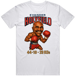 Evander Holyfield Caricature Boxing Record T Shirt 40340561