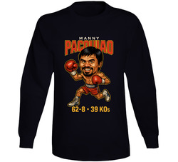 Manny Pacquiao Caricature Boxing Record Long Sleeve T Shirt 40355769