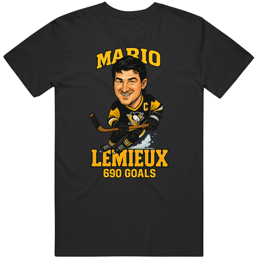 Mario Lemieux 690 Goals Sports Caricature T Shirt