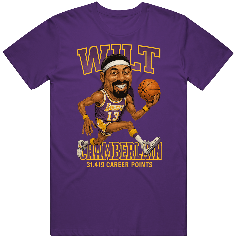 Wilt Chamberlain Basketball Caricature T Shirt