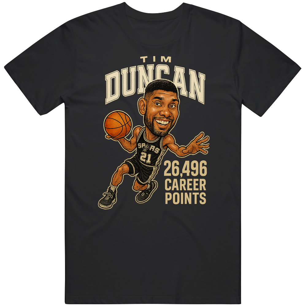 Tim Duncan Basketball Caricature T Shirt